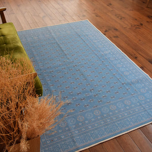 ヴィンテージ風ラグ TOCORU Series ブハラ ループ サックスブルー