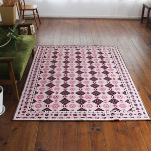 ヴィンテージ風ラグ TOCORU Series バルーチ フラワー ループ ピンク