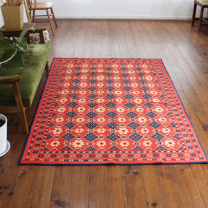 ヴィンテージ風ラグ TOCORU Series バルーチ フラワー ループ レッド