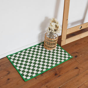 チェック柄ミニラグマット TOCORU Series フラッグ ループ グリーン