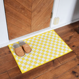 チェック柄ミニラグマット TOCORU Series フラッグ ループ イエロー