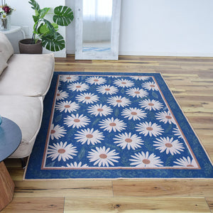 フラワー花柄ラグ TOCORU Series"ガーベラ" ループ ブルー