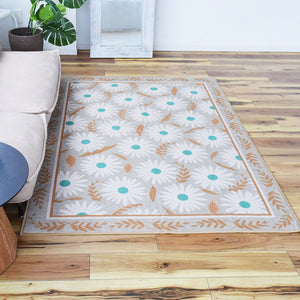 フラワー花柄ラグ TOCORU Series"ガーベラ" ループ イエロー