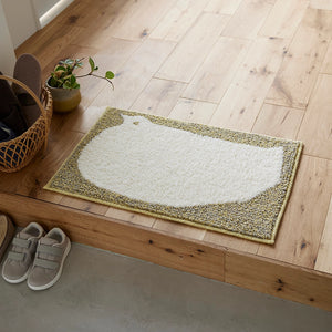 ぷっくりとしたウズラのイラストが可愛い北欧テイストなミニラグ  ウズラマット イエロー