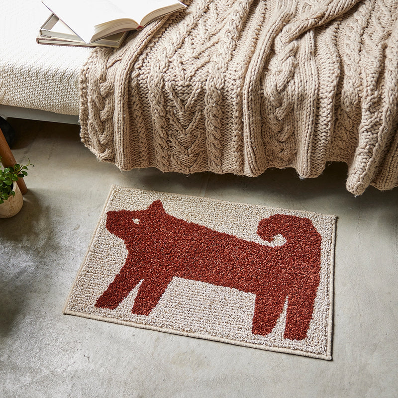 新品犬のレース グラフィックラグ 150cm x 125cm シンプルなわんこのイラストが可愛い北欧テイストなミニラグ