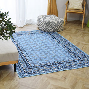 ヴィンテージ風ラグ TOCORU Series AFGHUN ループ サックスブルー