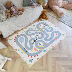 洗えるキッズラグ TOCO LIFE KIDS “サーキット” フランネル ピンク