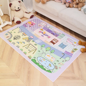 洗えるキッズラグ TOCO LIFE KIDS “おままごと お部屋と公園” フランネル パープル