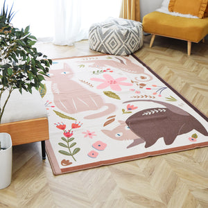 アニマルラグ TOCORU Series Flower and Cat ベージュ
