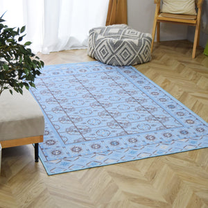 ヴィンテージ風ラグ TOCORU Series アフガンTEKKE ループ サックスブルー