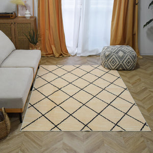 北欧デザインラグ TOCORU Series ベニワレン Cross カットパイル アイボリー