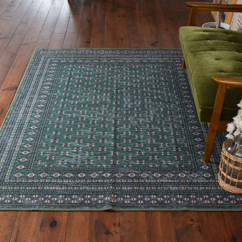クロワ シェニールラグ (グリーン) 萩原 HAGIHARA ゴブランシェニールラグ 撥水 ブーケ 185×185