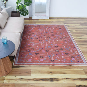 フラワー花柄ラグ TOCORU Series"オシバナ" ループ ブラウン