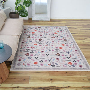 フラワー花柄ラグ TOCORU Series"オシバナ" ループ アイボリー