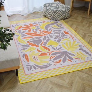 フラワー花柄ラグ TOCORU Series”サンフラワー” ループ イエロー