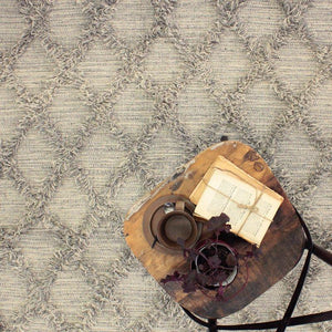 ウール100%のおしゃれなインド製手織りラグ WOOL CROSS RUG グレー - TOCO LIFE