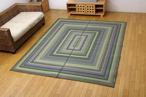モダンなグラデーション柄の国産い草ラグ DXグラデーション 3サイズ グリーン - TOCO LIFE