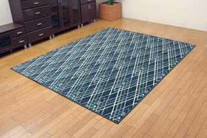 海を思わせるマリンブルーが新鮮なエジプト製ウィルトンラグ オルメ 2サイズ - TOCO LIFE