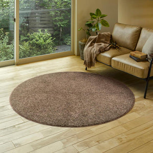 ベーシックな色合いで機能的にも優れた日本製タフトラグ デタント 円形 ブラウン - TOCO LIFE