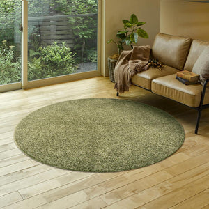 ベーシックな色合いで機能的にも優れた日本製タフトラグ デタント 円形 グリーン - TOCO LIFE