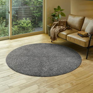 ベーシックな色合いで機能的にも優れた日本製タフトラグ デタント 円形 グレー - TOCO LIFE