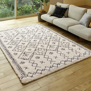 民族調のあたたかみのあるウィルトンラグ ROYAL NOMADIC モロッコ 3サイズ アイボリー - TOCO LIFE