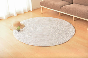 ベーシックなデザインでどんな部屋にも合うインド綿円形ラグ ブレイド グレーホワイト - TOCO LIFE