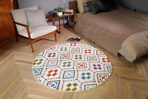 ウール素材で丁寧に織り上げた円形手織りラグ リルヴァ - TOCO LIFE