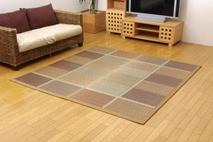 モダンな幾何学柄の国産い草ラグ FUBUKI 2サイズ ブラウン - TOCO LIFE