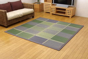 モダンな幾何学柄の国産い草ラグ FUBUKI 2サイズ グリーン - TOCO LIFE