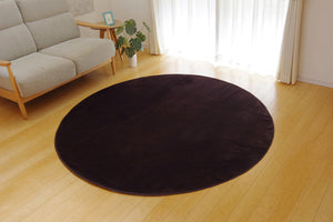 さらふわ滑らかタッチのフランネルラグ 無地 ピオニー 円形 3サイズ ブラウン - TOCO LIFE
