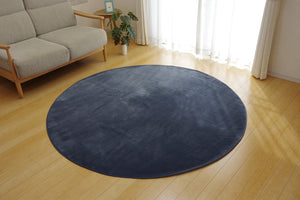 さらふわ滑らかタッチのフランネルラグ 無地 ピオニー 円形 3サイズ ブルー - TOCO LIFE