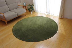 さらふわ滑らかタッチのフランネルラグ 無地 ピオニー 円形 3サイズ グリーン - TOCO LIFE