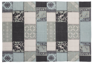 お洒落なヴィンテージ風パッチワークラグ AZUMA-56 グレー - TOCO LIFE