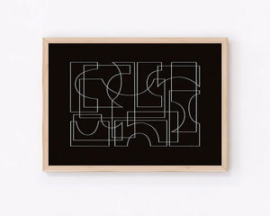 お洒落なアートポスターLines forming Shapes Black