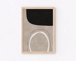 お洒落なアートポスターベージュブラック アブストラクト11