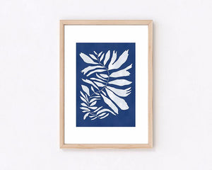 お洒落なアートポスターボタニカルアート ブルー1
