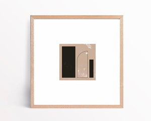 お洒落なアートポスターベージュブラック アブストラクト6