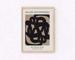 お洒落なアートポスターベージュブラック アブストラクト7