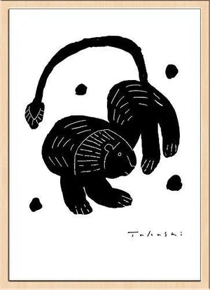 味のあるタッチで描かれたモノクロ動物のアートポスター「ライオン」 - TOCO LIFE