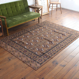 ヴィンテージ風ラグ TOCORU Series アフガンTEKKE ループ ブラウン