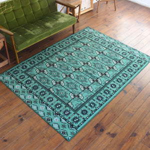 ヴィンテージ風ラグ TOCORU Series アフガンTEKKE ループ グリーン