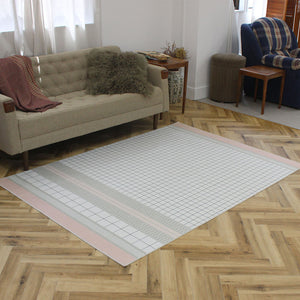 撥水防汚加工 裏面防水機能の洗えるアートラグ TOCORU PROOF Grid art ゴブラン織り ピンク