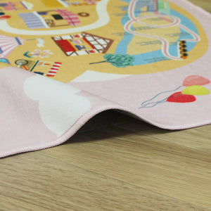 洗えるキッズラグ TOCO LIFE KIDS “おでかけごっこ 遊園地” フランネル ピンク