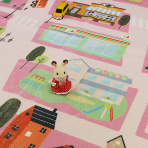 洗えるキッズラグ TOCO LIFE KIDS “おでかけごっこ マイタウン” フランネル ピンク