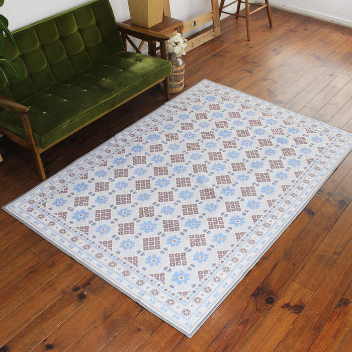 ヴィンテージ風ラグ TOCORU Series バルーチ フラワー ループ グレー