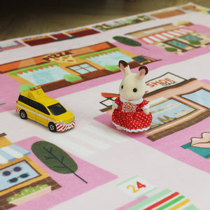洗えるキッズラグ TOCO LIFE KIDS “おでかけごっこ マイタウン” フランネル ピンク