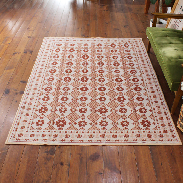 ヴィンテージ風ラグ TOCORU Series バルーチ フラワー ループ ベージュ