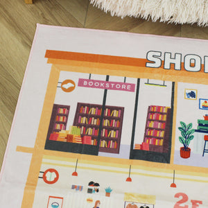 洗えるキッズラグ TOCO LIFE KIDS “お買い物ごっこ ショッピングモール” フランネル ピンク