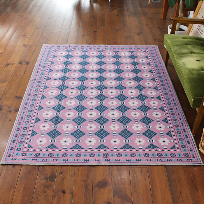 ヴィンテージ風ラグ TOCORU Series バルーチ フラワー ループ パープル